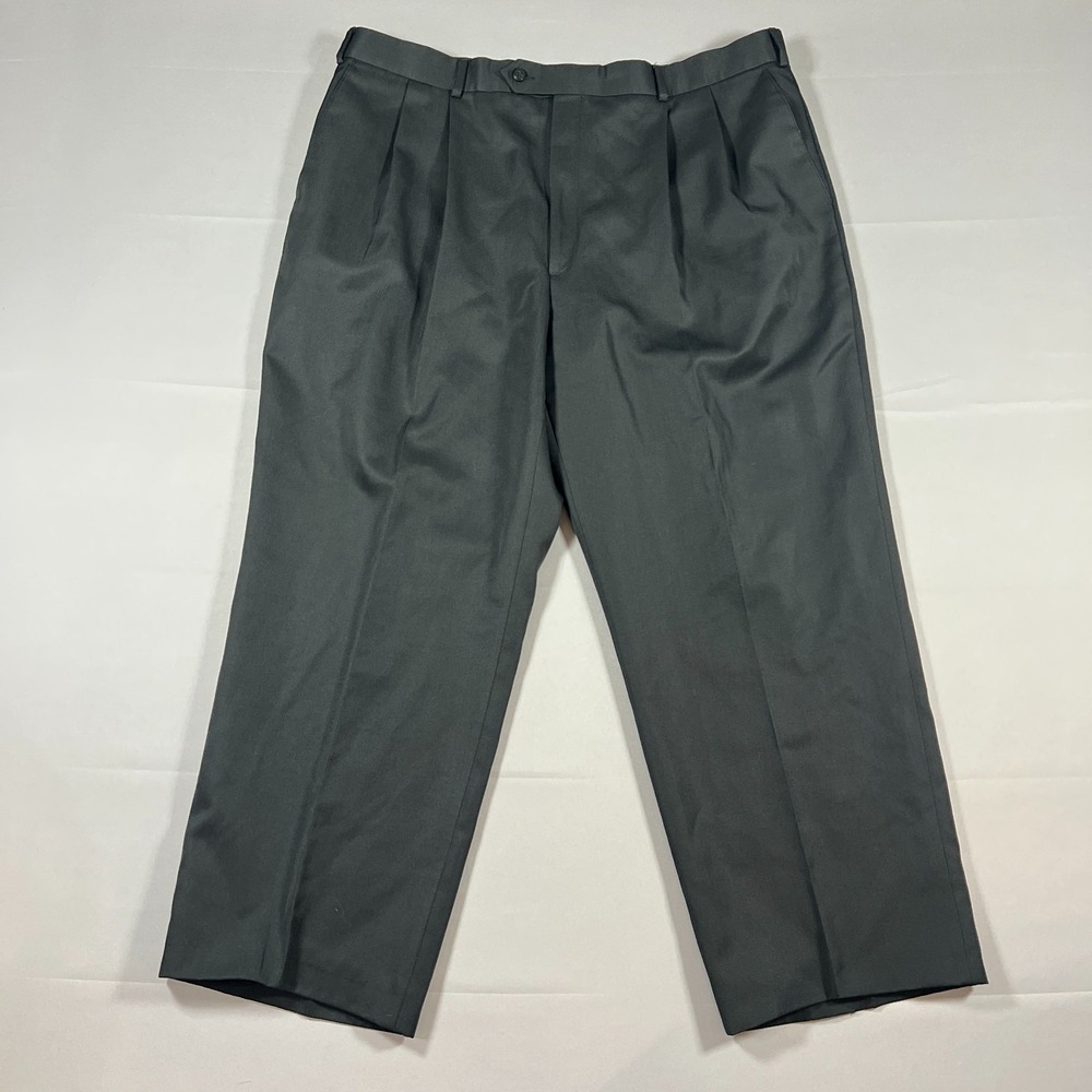 Vintage Cricketeer Dress Pants Mens 40 Black Wool Blend Pleated High Rise Formal